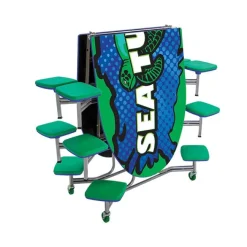 AmTab Mobile Elliptical Cafeteria Tables with Stools^ Cafeteria|Cafeteria Tables