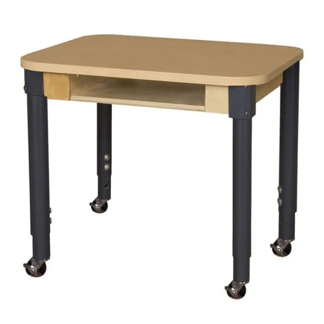 Wood Designs Mobile Laminate Desk with Adjustable Legs (24'' x 18'' Rectangle)^ Open Front School Desks