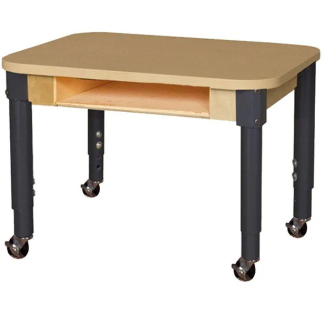 Wood Designs Mobile Laminate Desk with Adjustable Legs (24'' x 18'' Rectangle)^ Open Front School Desks
