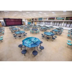 AmTab Mobile Octagonal Cafeteria Tables with Stools^ Cafeteria|Cafeteria Tables