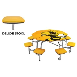 AmTab Mobile Octagonal Cafeteria Tables with Stools^ Cafeteria|Cafeteria Tables