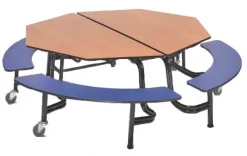 AmTab Mobile Octagonal Cafeteria Table with Benches^ Cafeteria|Cafeteria Tables