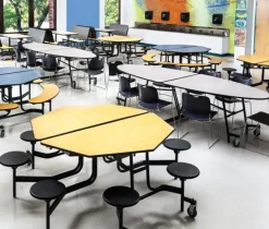 National Public Seating Mobile Octagon Cafeteria Tables with Stools^ Cafeteria|Cafeteria Tables