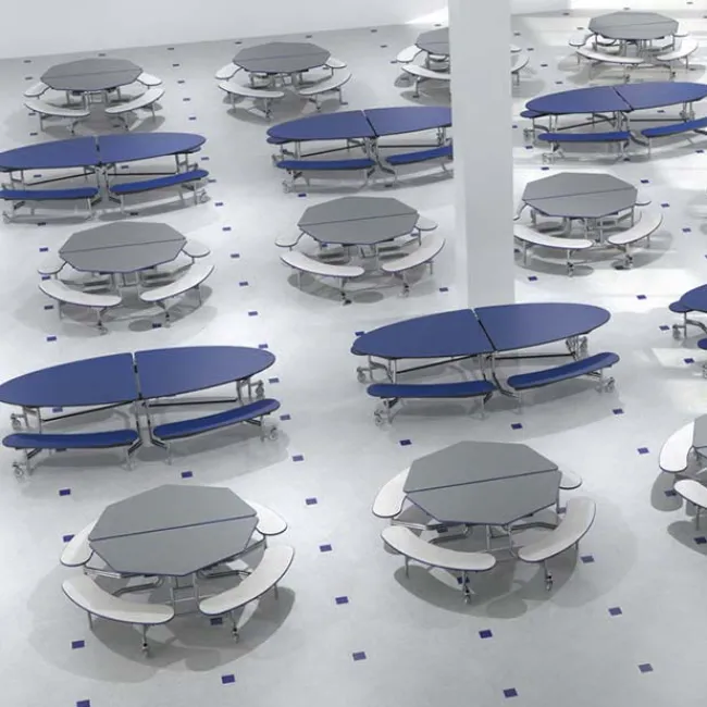 National Public Seating Mobile Octagon Cafeteria Tables with Benches^ Cafeteria|Cafeteria Tables