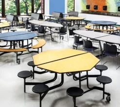 National Public Seating Mobile Octagon Cafeteria Tables with Benches^ Cafeteria|Cafeteria Tables