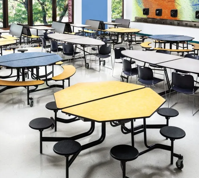 National Public Seating Mobile Octagon Cafeteria Tables with Benches^ Cafeteria|Cafeteria Tables