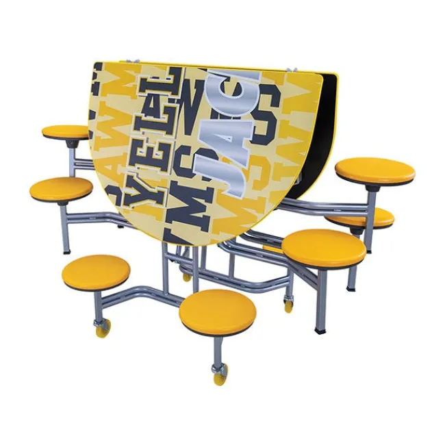 AmTab Mobile Oval Cafeteria Tables with Stools^ Cafeteria|Cafeteria Tables