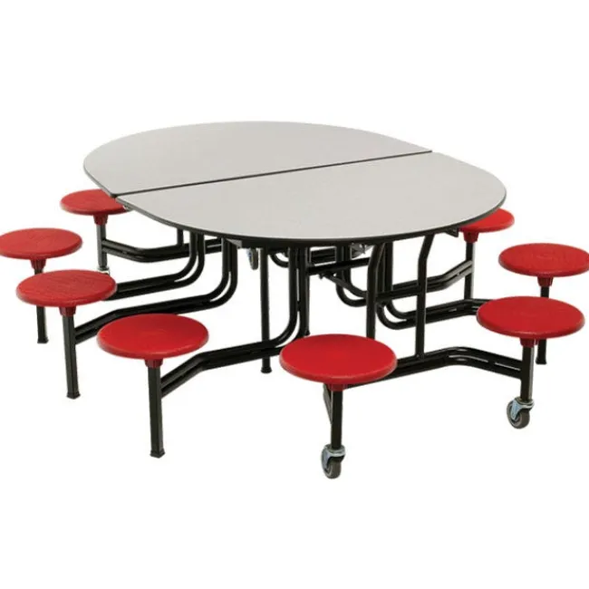 AmTab Mobile Oval Cafeteria Tables with Stools^ Cafeteria|Cafeteria Tables