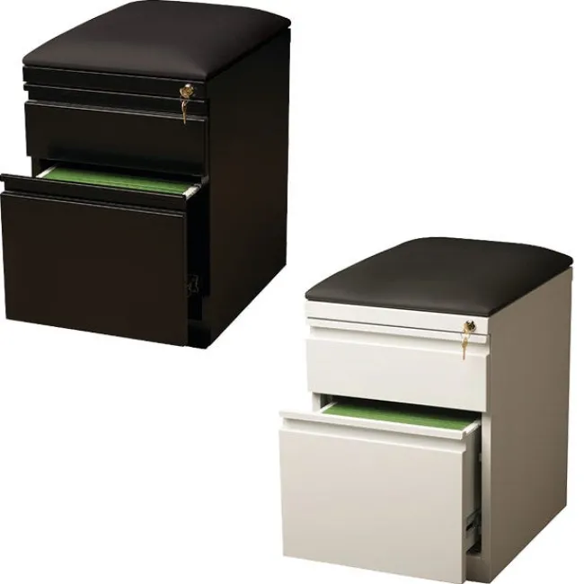 Hirsh Industries Mobile Pedestal File Drawers with Seat Cushion^ File Cabinets