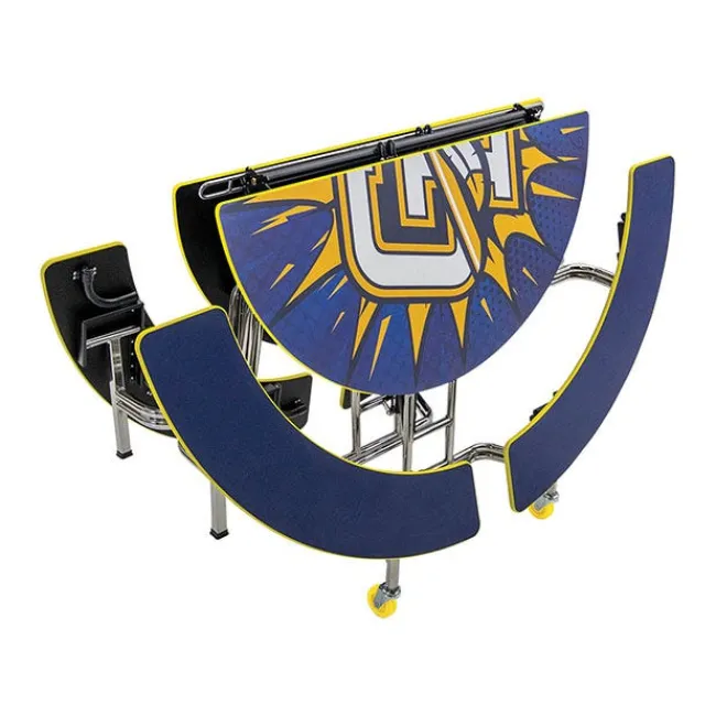 AmTab Mobile Round Cafeteria Tables with Benches^ Cafeteria|Cafeteria Tables