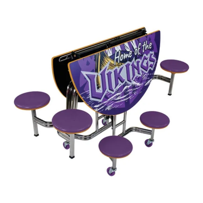 AmTab Mobile Round Cafeteria Tables with Stools^ Cafeteria|Cafeteria Tables