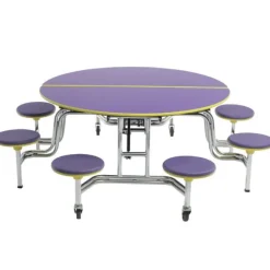 AmTab Mobile Round Cafeteria Tables with Stools^ Cafeteria|Cafeteria Tables