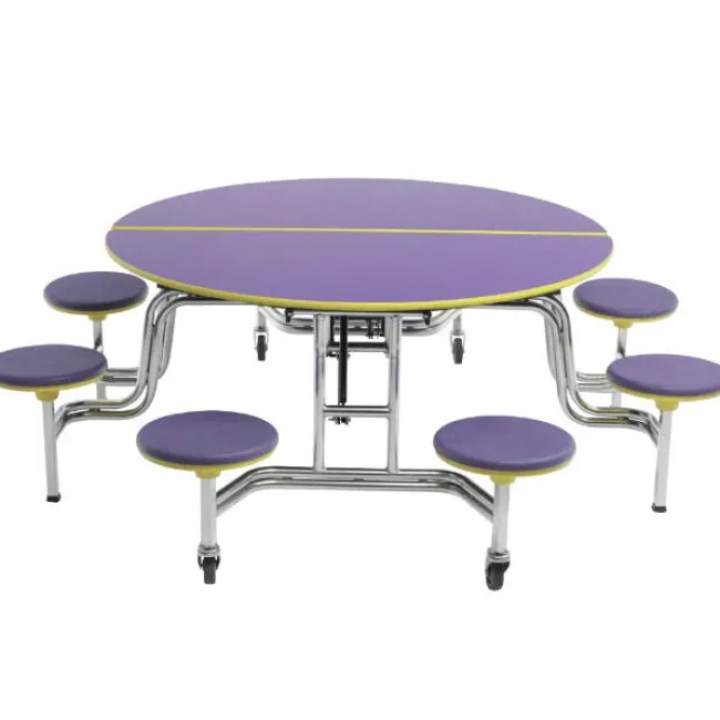 AmTab Mobile Round Cafeteria Tables with Stools^ Cafeteria|Cafeteria Tables