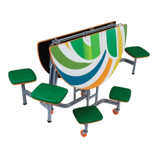 AmTab Mobile Round Cafeteria Tables with Stools^ Cafeteria|Cafeteria Tables