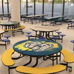National Public Seating Mobile Round Cafeteria Tables with Benches^ Cafeteria|Cafeteria Tables