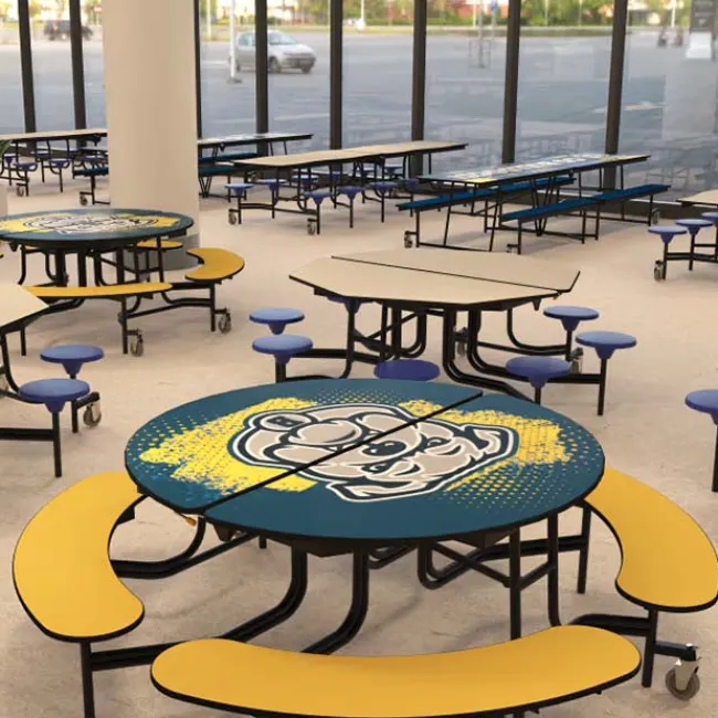 National Public Seating Mobile Round Cafeteria Tables with Benches^ Cafeteria|Cafeteria Tables