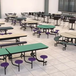 National Public Seating Mobile Round Cafeteria Tables with Benches^ Cafeteria|Cafeteria Tables
