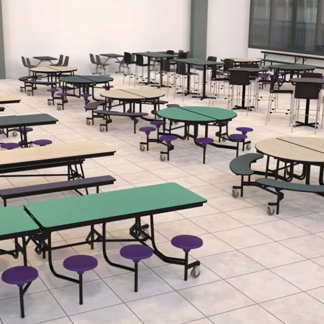 National Public Seating Mobile Round Cafeteria Tables with Benches^ Cafeteria|Cafeteria Tables