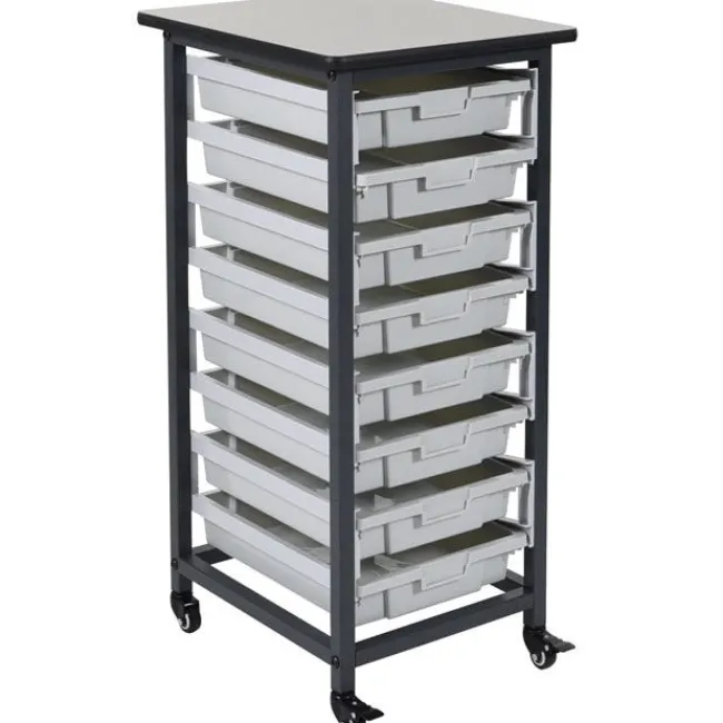 Luxor Mobile Single Row Bin Storage Unit^ Tote & Bin Storage|Mailroom & Sorters