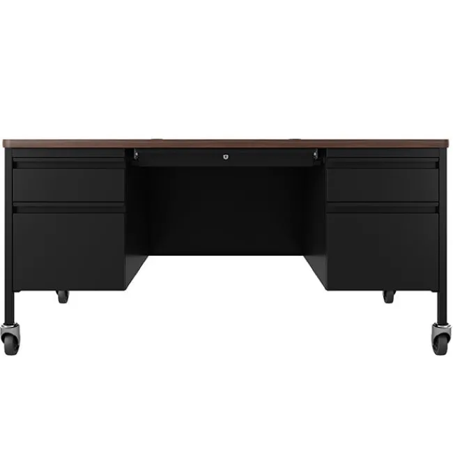 Hirsh Industries Mobile Teacher Desk w/ Double Pedestal - 60” W x 30” D^ Teacher Desks|Instructor Desks