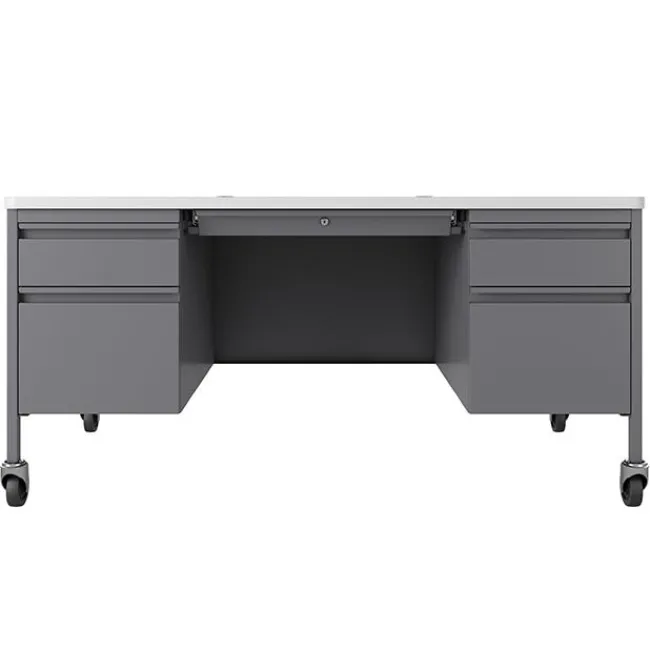 Hirsh Industries Mobile Teacher Desk w/ Double Pedestal - 60” W x 30” D^ Teacher Desks|Instructor Desks