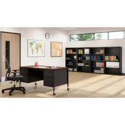 Hirsh Industries Mobile Teacher Desk w/ Double Pedestal - 60” W x 30” D^ Teacher Desks|Instructor Desks
