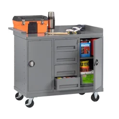 Tennsco Mobile Workbench with Dual Storage Cabinets (4 Drawers)^ Mobile Cabinets|Workshop & Tool Cabinets