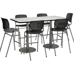 KFI Seating Mode Bar Height Cafe Table w/ Silver Round Base (36'' x 72'' Rectangle)^ Cafe Tables|Café