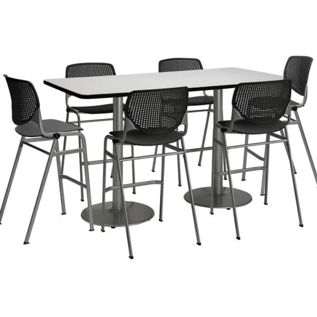 KFI Seating Mode Bar Height Cafe Table w/ Silver Round Base (36'' x 72'' Rectangle)^ Cafe Tables|Café