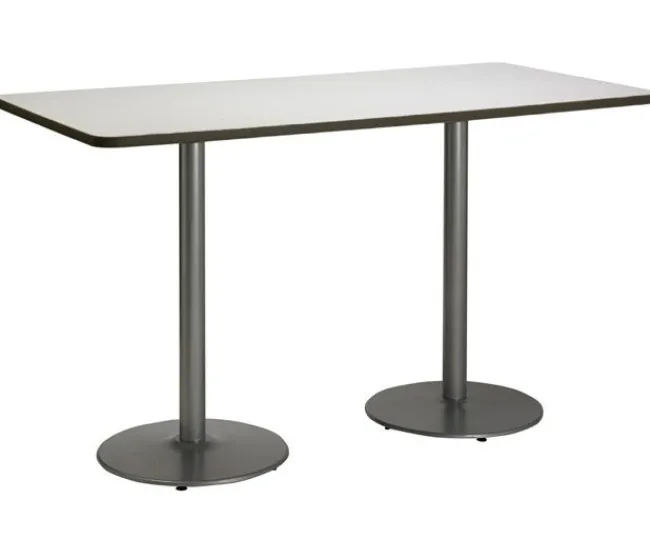 KFI Seating Mode Bar Height Cafe Table w/ Silver Round Base (36'' x 72'' Rectangle)^ Cafe Tables|Café
