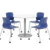 KFI Seating Mode Cafe Table with Four Lola Stack Chairs w/ Casters^ Cafe Table & Chair Sets|Breakroom & Café