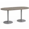 KFI Seating Mode Racetrack Bar Height Café Tables w/ Round Silver Base^ Cafe Tables|Café