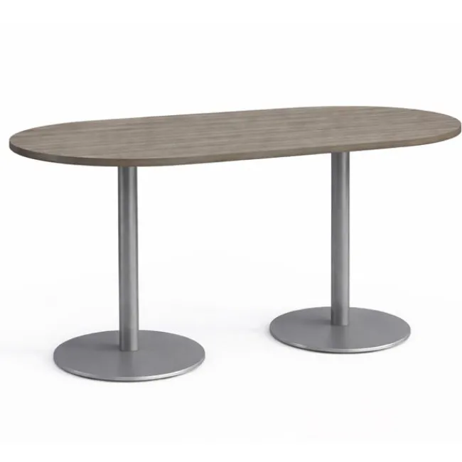 KFI Seating Mode Racetrack Bar Height Café Tables w/ Round Silver Base^ Cafe Tables|Café