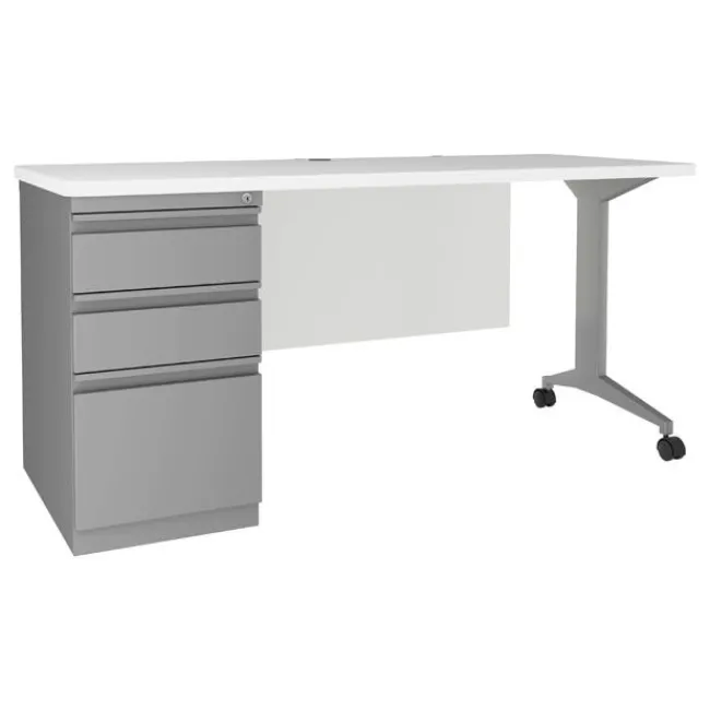 Hirsh Industries Modern Teacher T-Leg Desk w/ Single Pedestal - 60” W x 24” D^ Teacher Desks|Instructor Desks