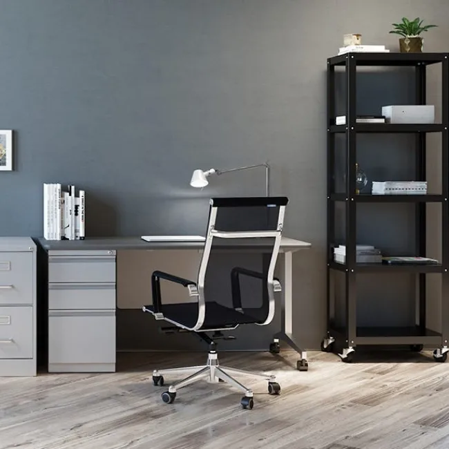Hirsh Industries Modern Teacher T-Leg Desk w/ Single Pedestal - 60” W x 24” D^ Teacher Desks|Instructor Desks