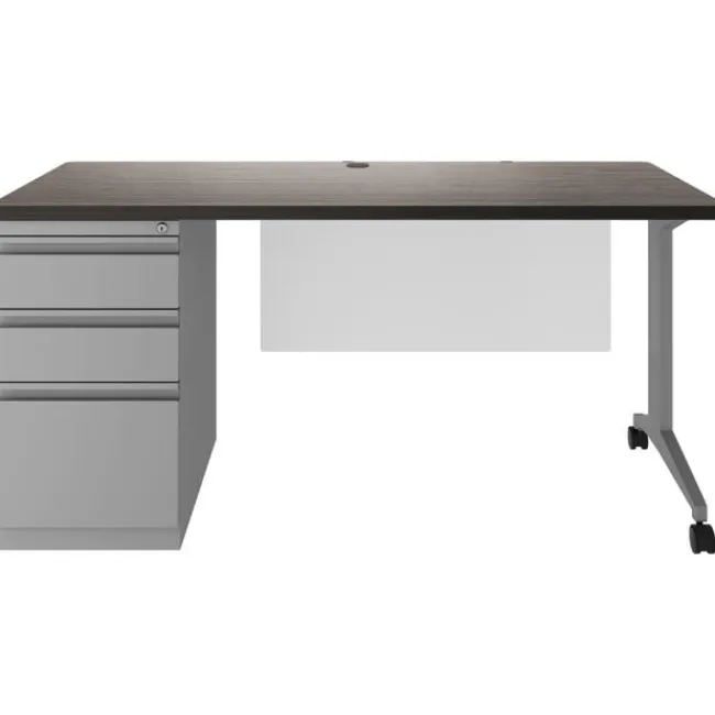 Hirsh Industries Modern Teacher T-Leg Desk w/ Single Pedestal - 60” W x 24” D^ Teacher Desks|Instructor Desks