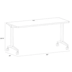 Hirsh Industries Modern Teacher T-Leg Table Desk w/ Casters - 60” W x 24” D^ Teacher Desks|Instructor Desks