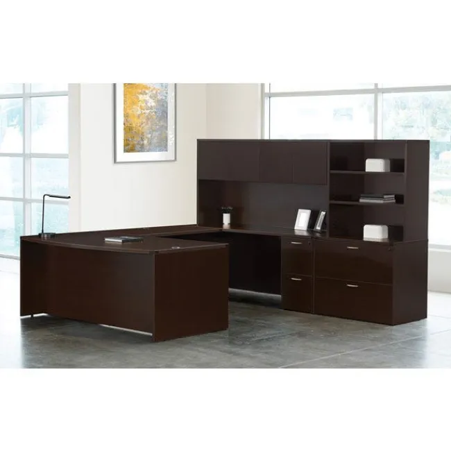 Office Star Napa U-Shaped Office Suite with Hutch & Bookcase^ Office Suites