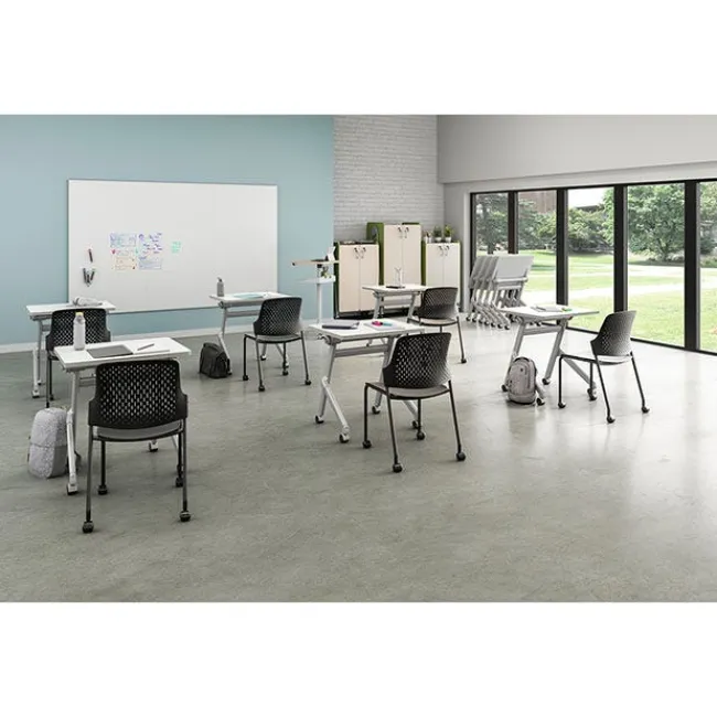 Safco Products Next Series Stack Chairs w/ Casters (Set of 4)^ Church|Plastic Stacking Chairs