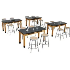 National Public Seating One Acid Resistant Science Lab Table & Two 18'' Gray Stools (60'' x 30'')^ Science Lab Packages