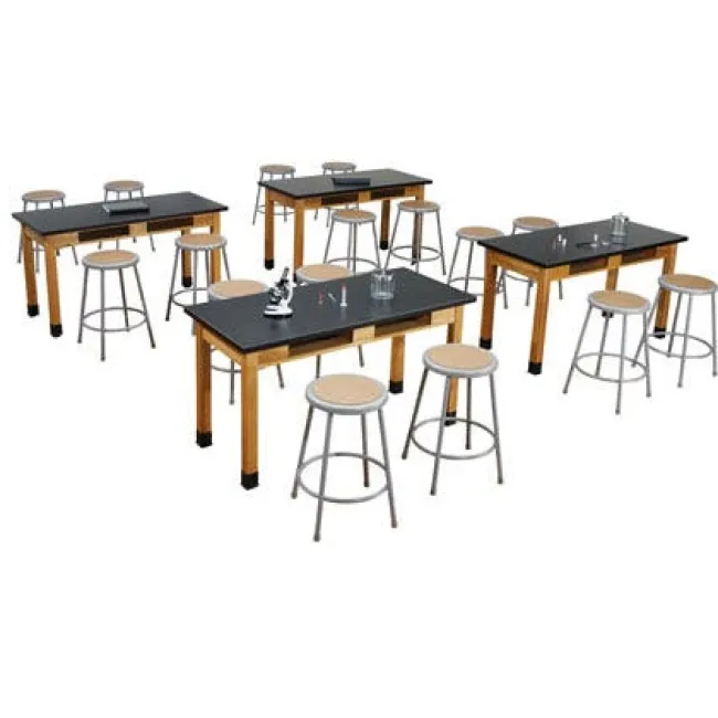 National Public Seating One Acid Resistant Science Lab Table & Two 18'' Black Stools (54'' x 24'')^ Science Lab Packages