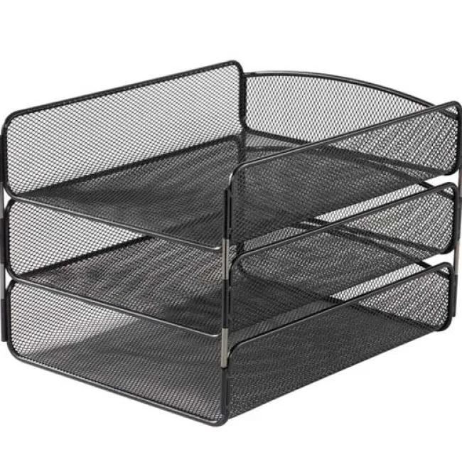 Safco Products Onyx Triple Tray Desk Organizer^ Office Desks|Mailroom & Sorters