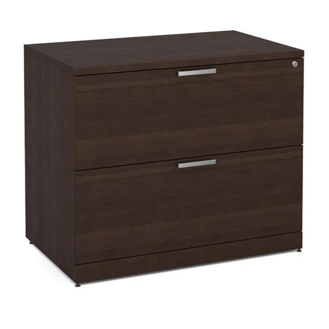 OfficeSource OS Laminate Bow Front Executive Desk w/ Deluxe Full Pedestal & Wall Storage Unit^ Office Suites
