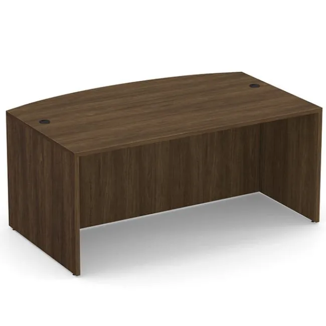 OfficeSource OS Laminate Bow Front Executive Desk w/ Deluxe Full Pedestal & Wall Storage Unit^ Office Suites