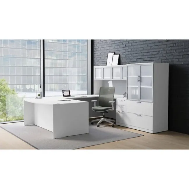 OfficeSource OS Laminate Bow Front U-Shape Desk Suite w/ Deluxe Full Pedestal & 2 Drawer Lateral File^ Office Suites