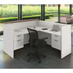 OfficeSource OS Laminate L-Shaped Reception Desk w/ Transaction Shelf^ Reception Desks