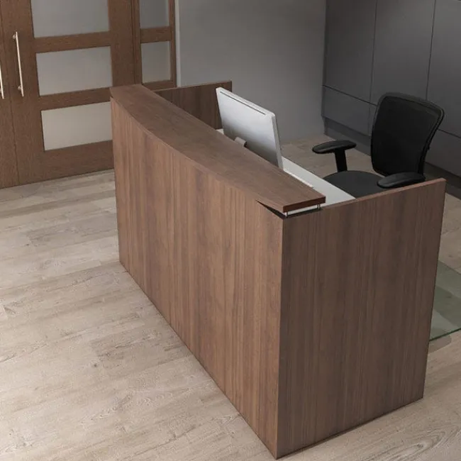 OfficeSource OS Laminate Reception Desk w/ Transaction Shelf^ Reception Desks