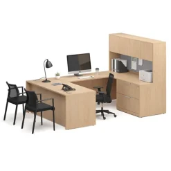 OfficeSource OS Laminate U-Shape Desk Suite w/ 2 Drawer Lateral File^ Office Suites