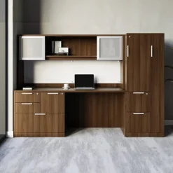 OfficeSource OS Laminate Wall Desk Unit w/ Storage & Combo Files^ Office Suites
