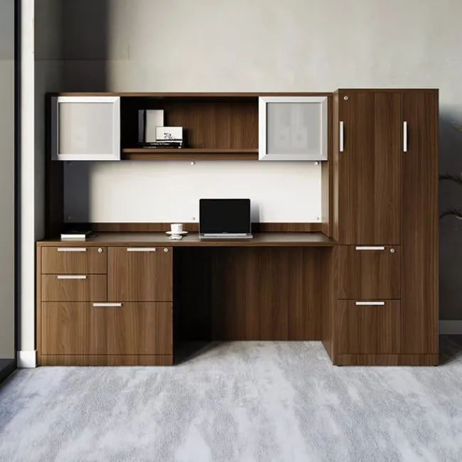 OfficeSource OS Laminate Wall Desk Unit w/ Storage & Combo Files^ Office Suites